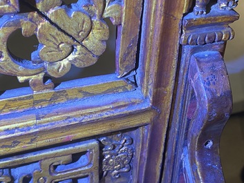 A Chinese gilt carved wood screen for the Straits or Peranakan market, 19th C.